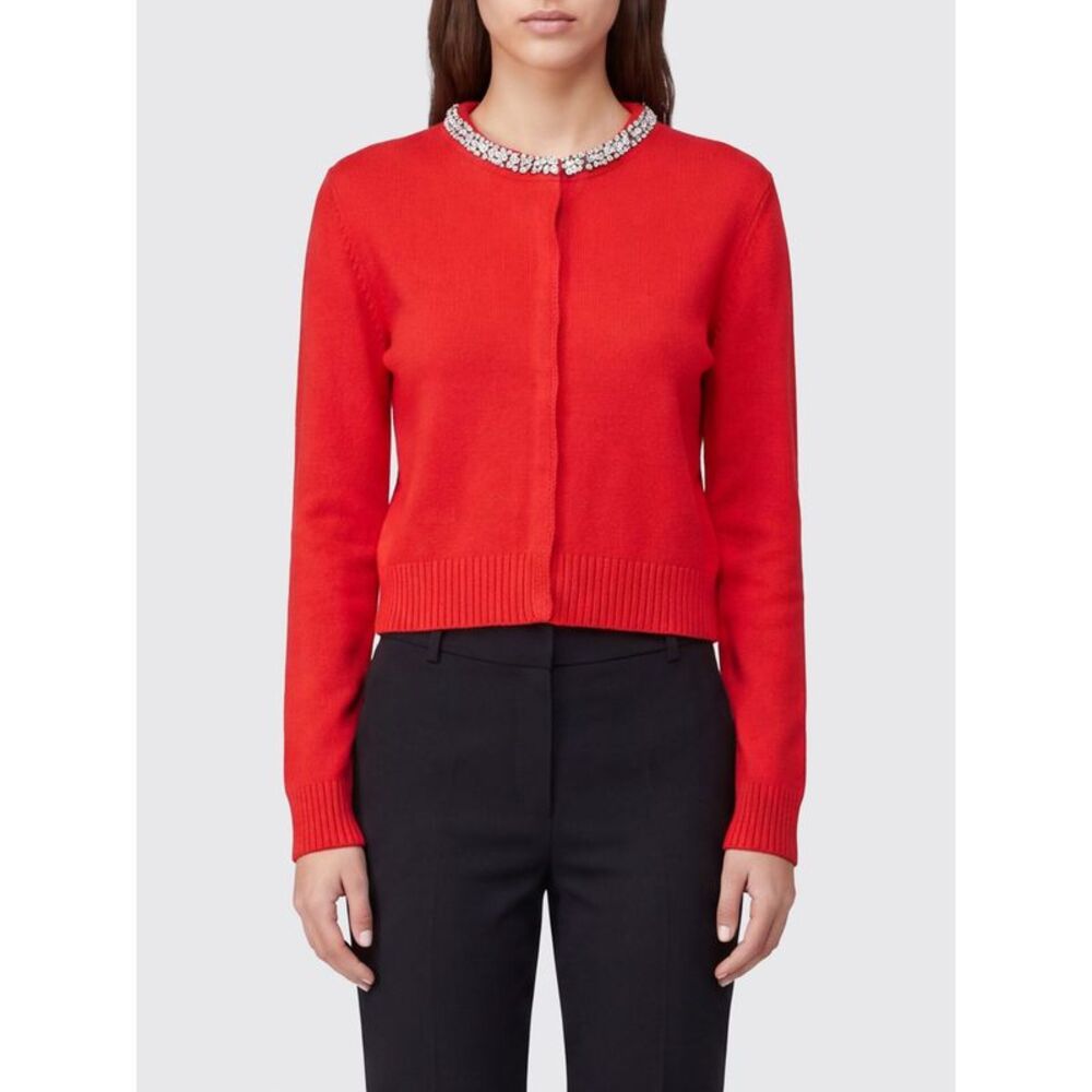 Pinko Women Pinko Crewneck Wool-Blend Cardigan With Crystal Applications